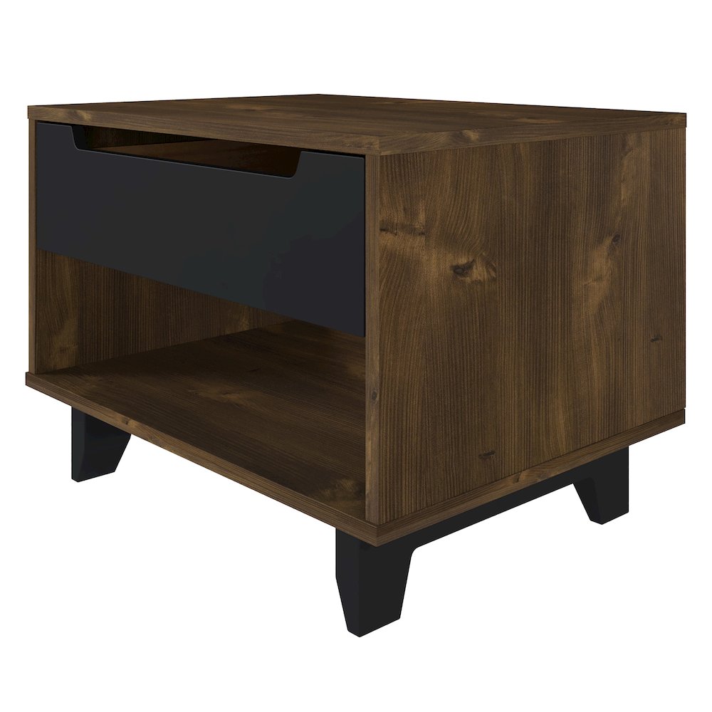 Nightstand 1-Drawer And Folding Door, Black & Truffle