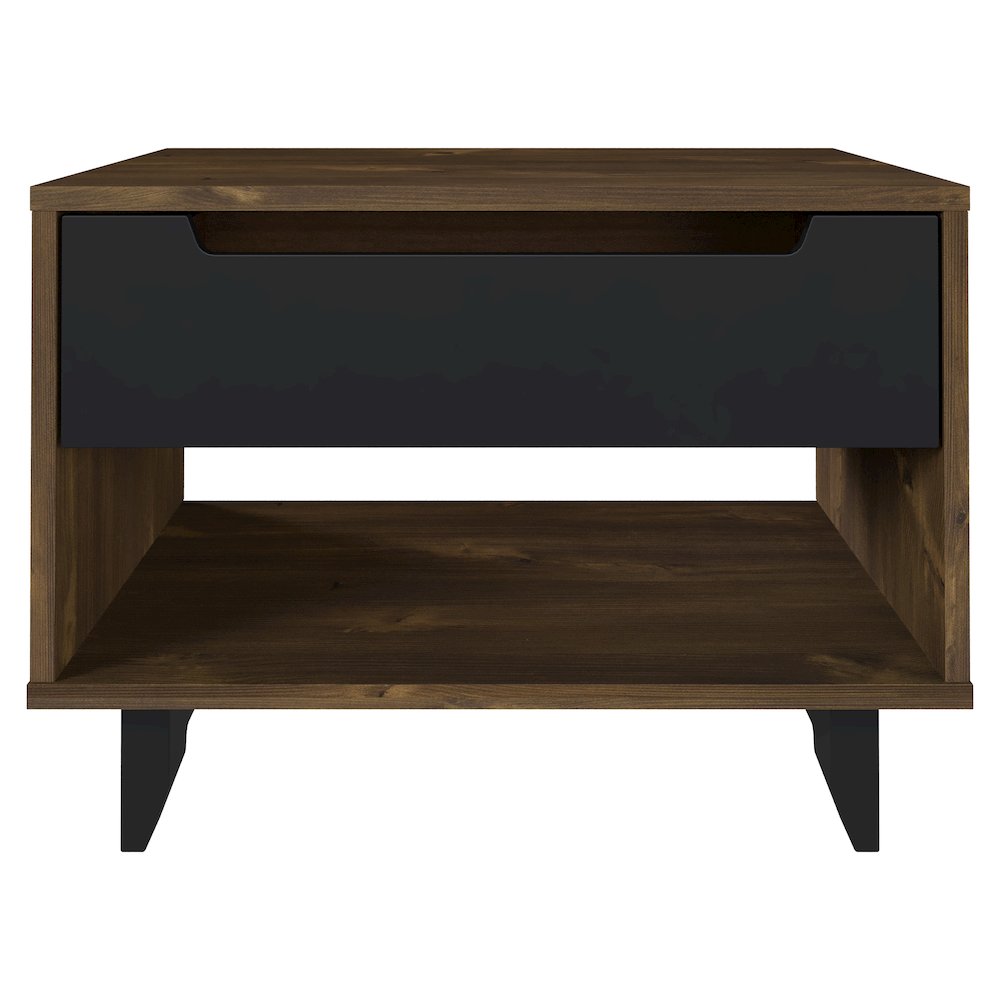 Nightstand 1-Drawer And Folding Door, Black & Truffle