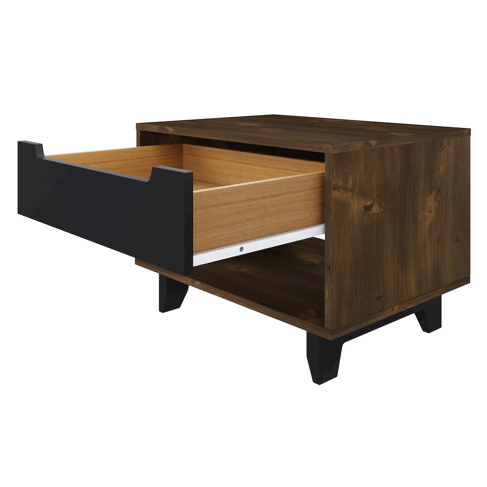 Nightstand 1-Drawer And Folding Door, Black & Truffle