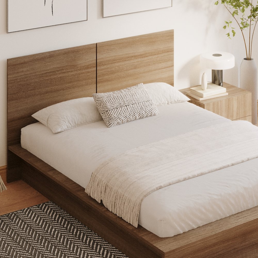 James Nightstand With 2-Drawers In Brown Oak