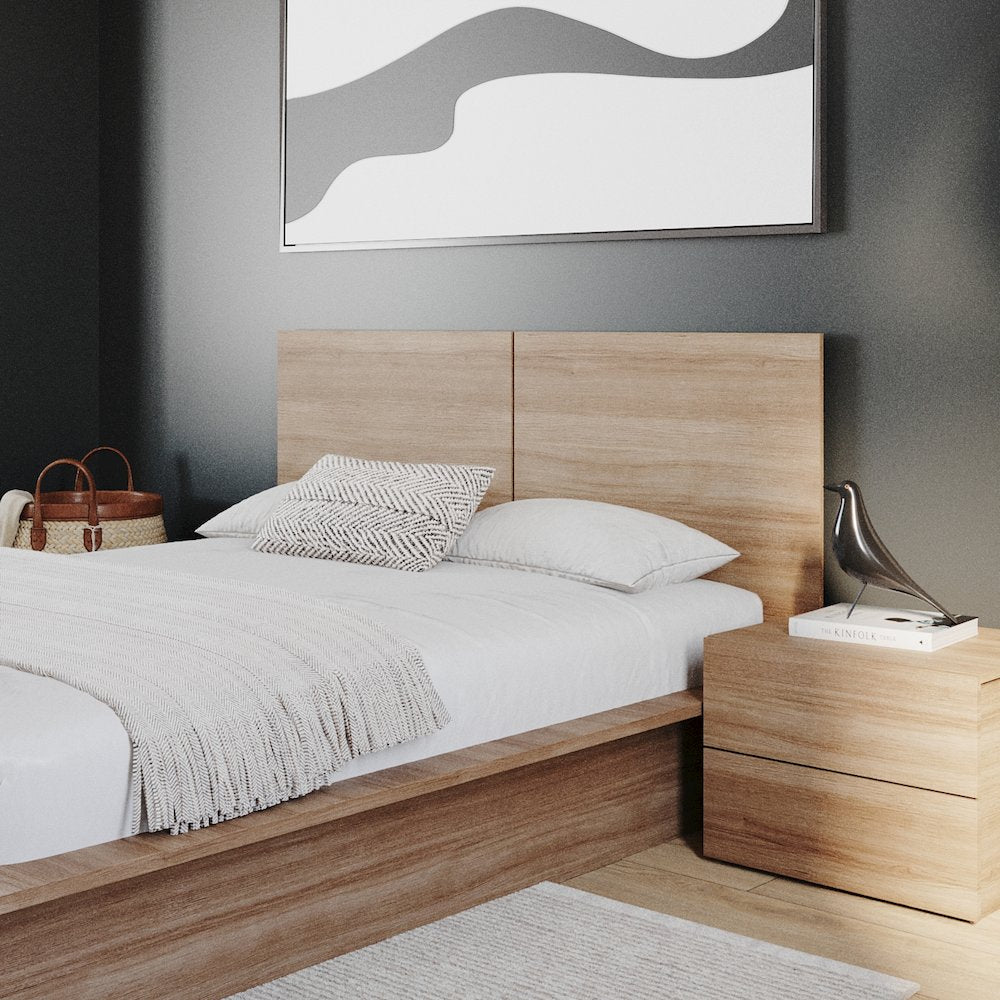 James Nightstand With 2-Drawers In Brown Oak