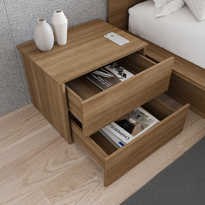James Nightstand With 2-Drawers In Brown Oak