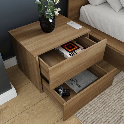James Nightstand With 2-Drawers In Brown Oak
