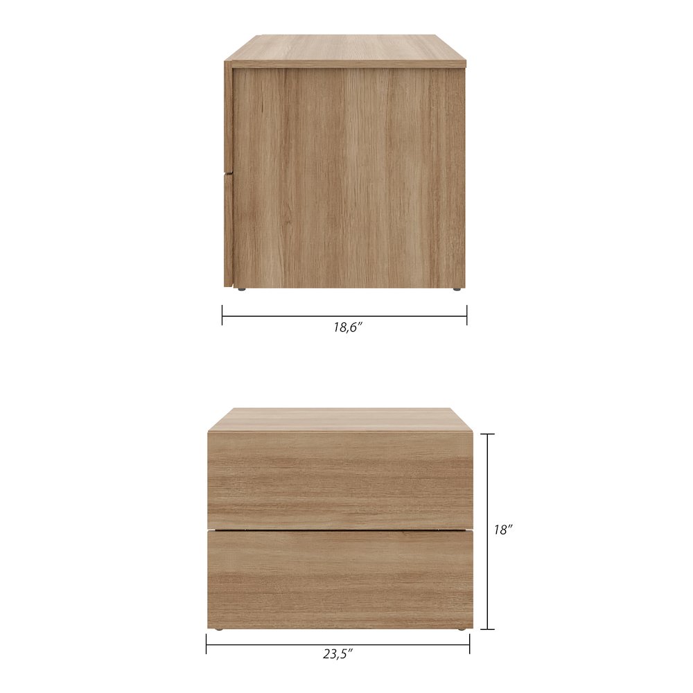 James Nightstand With 2-Drawers In Brown Oak