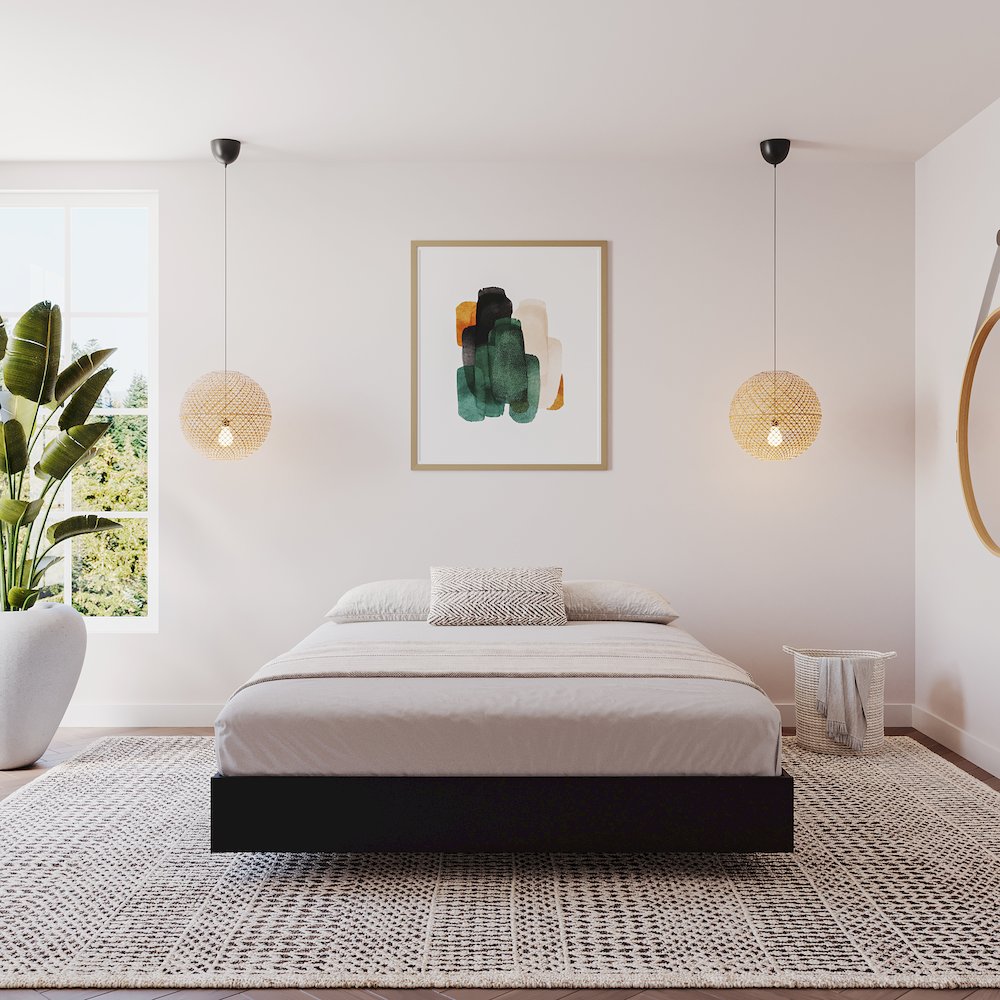 Platform Bed Frame, Queen|Black