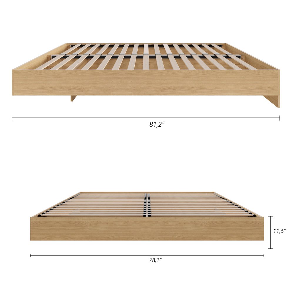 Platform Bed Frame, King, Natural Maple