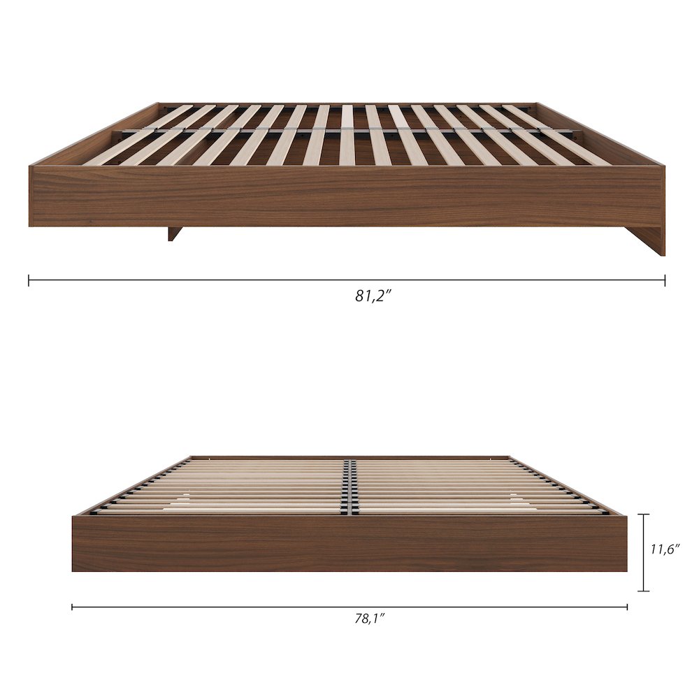 Platform Bed Frame, King, Walnut