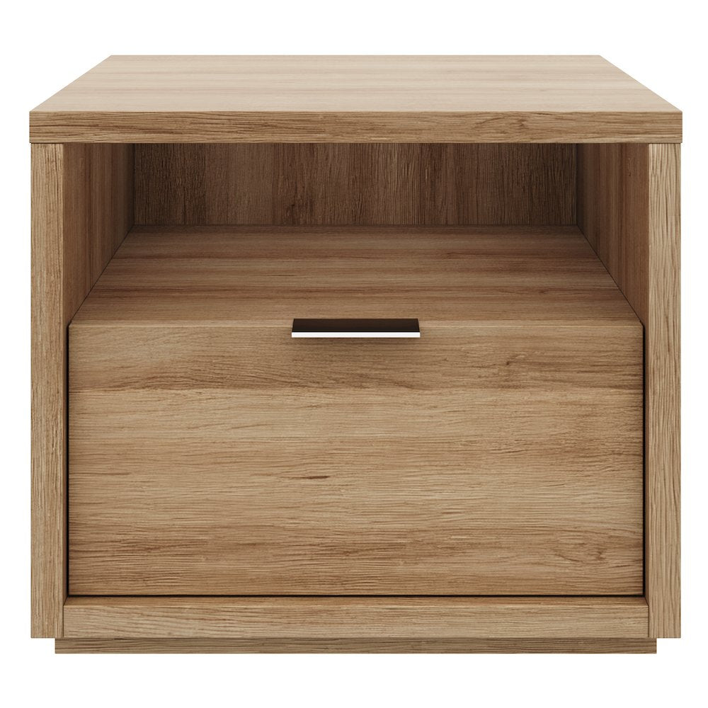 Nightstand With 1-drawers In Brown Oak
