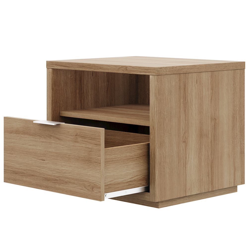 Nightstand With 1-drawers In Brown Oak
