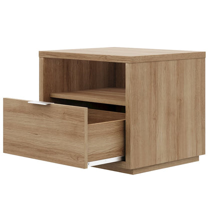 Nightstand With 1-drawers In Brown Oak