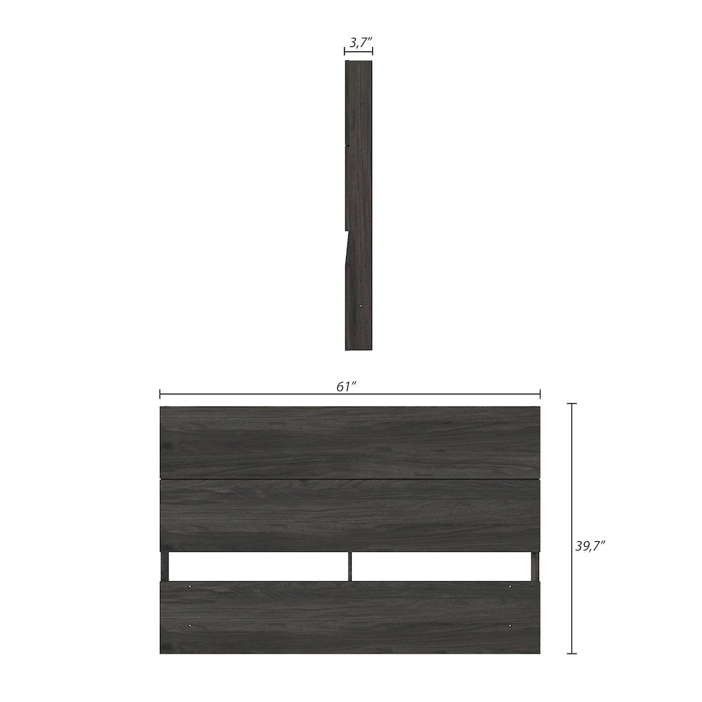 Panel Headboard In Queen|Bark Grey