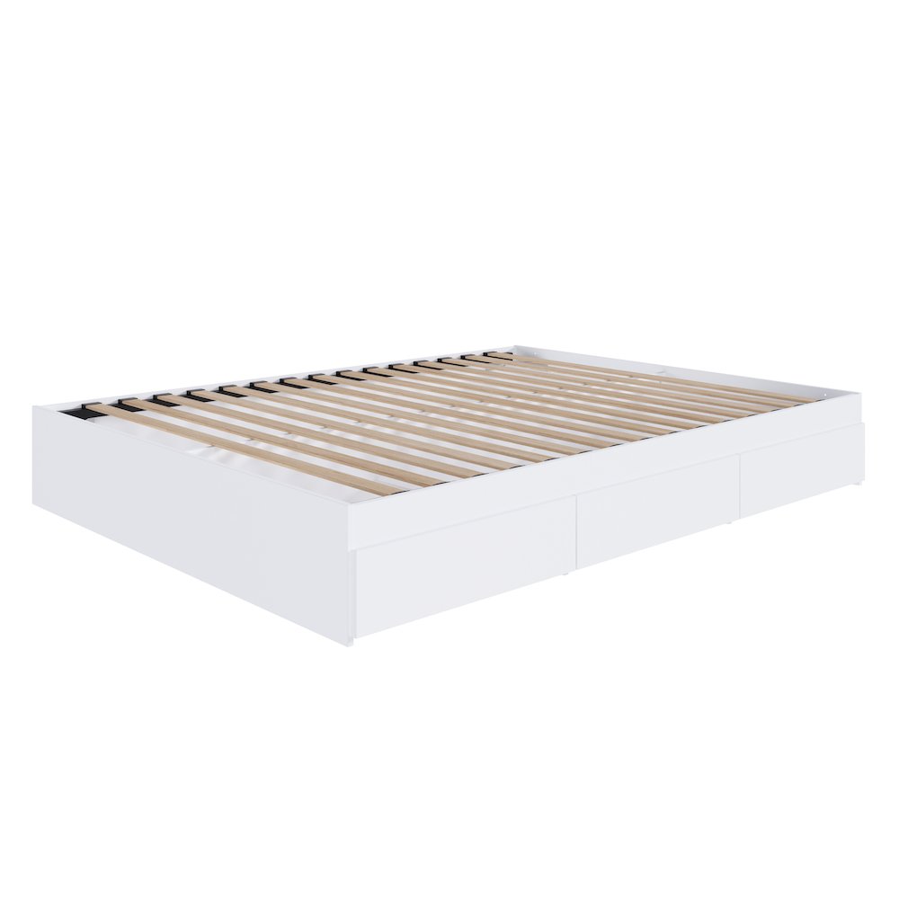 3-Drawer Storage Bed Frame, Queen|White