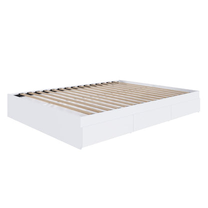 3-Drawer Storage Bed Frame, Queen|White