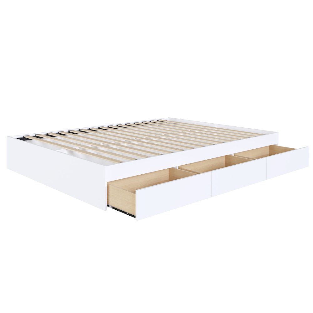 3-Drawer Storage Bed Frame, Queen|White