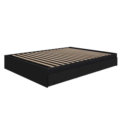 3-Drawer Storage Bed Frame, Queen|Black