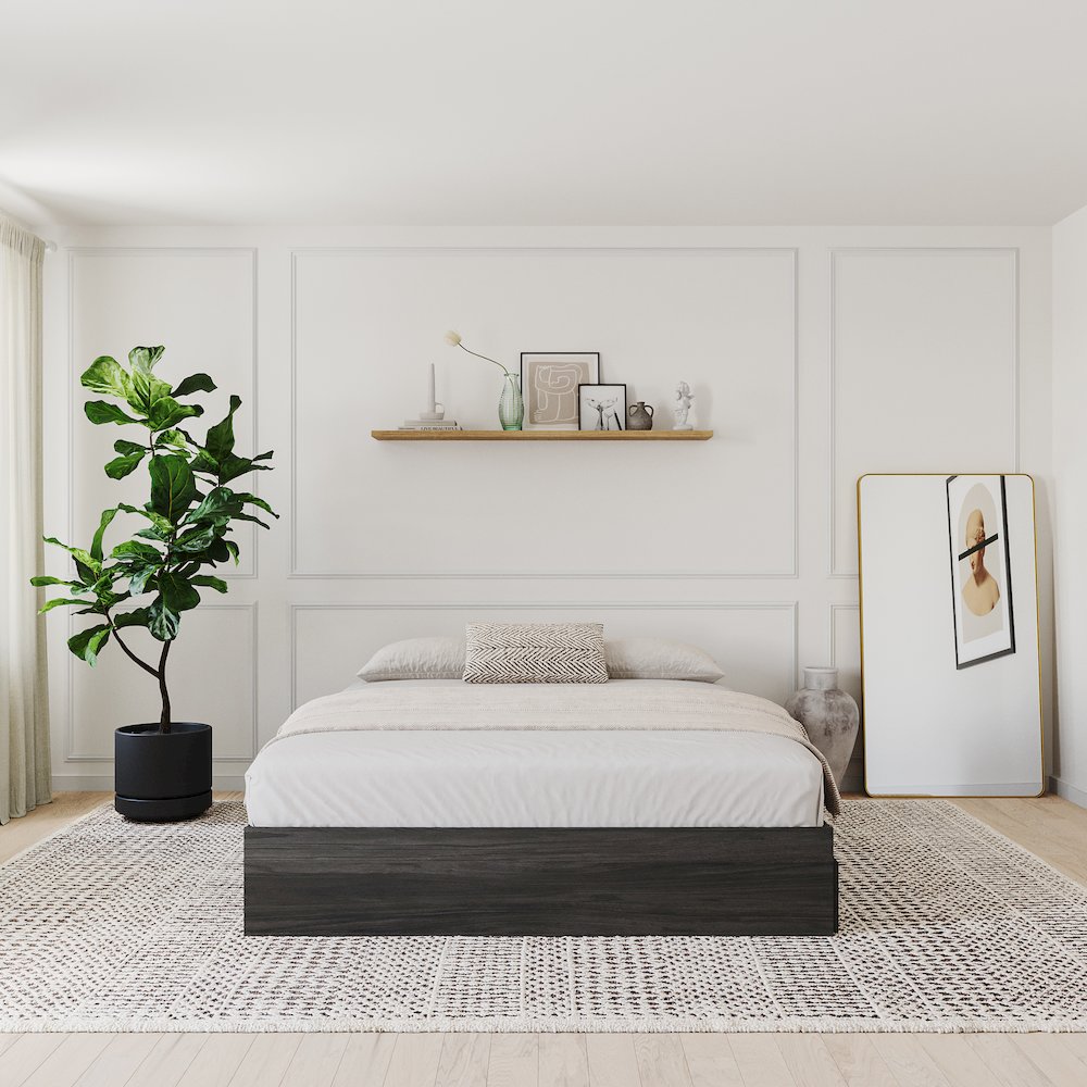 3-Drawer Storage Bed Frame, King, Bark Grey