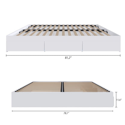 3-Drawer Storage Bed Frame, King, White