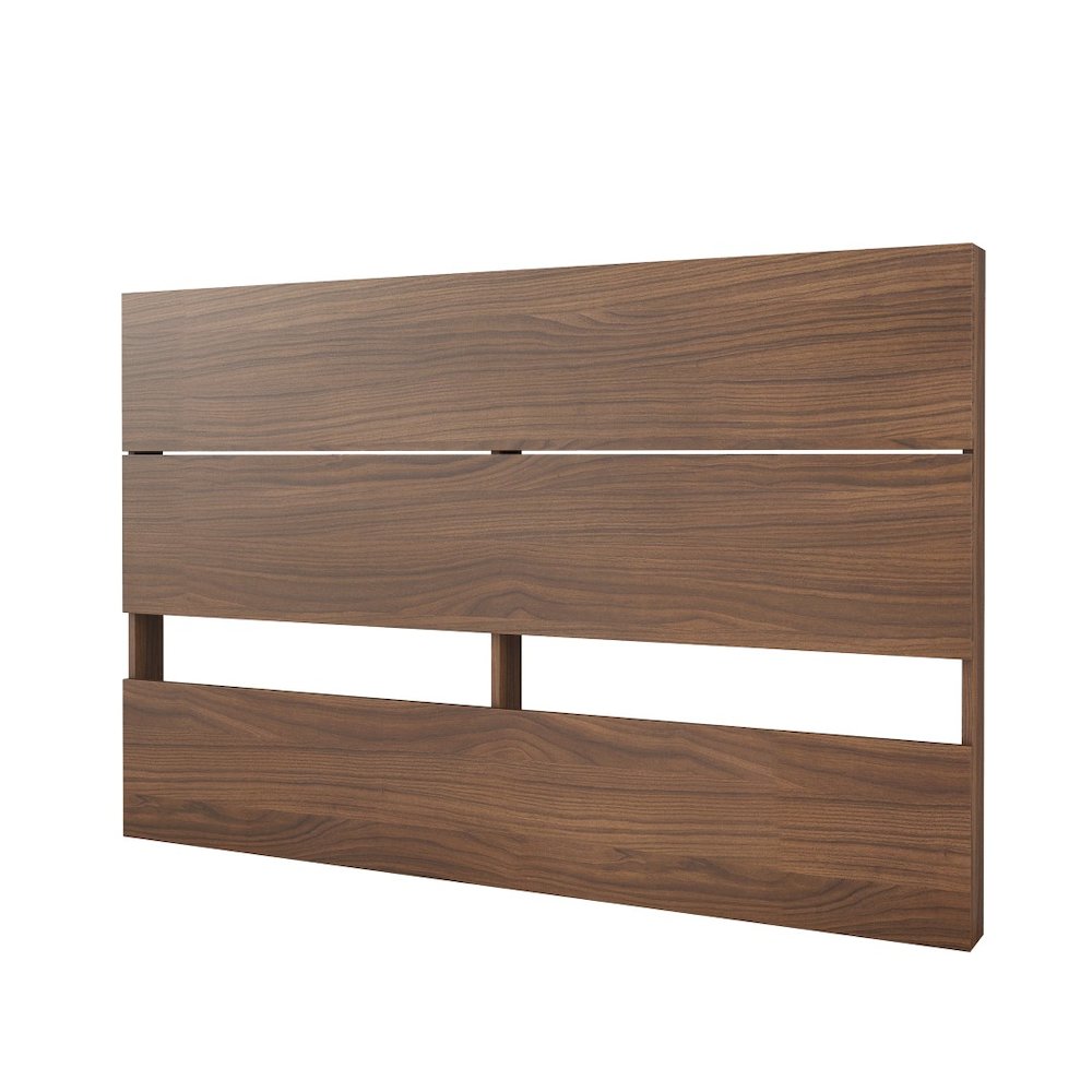 2-Piece Bedset With Bed Frame And Headboard, Queen|White & Walnut