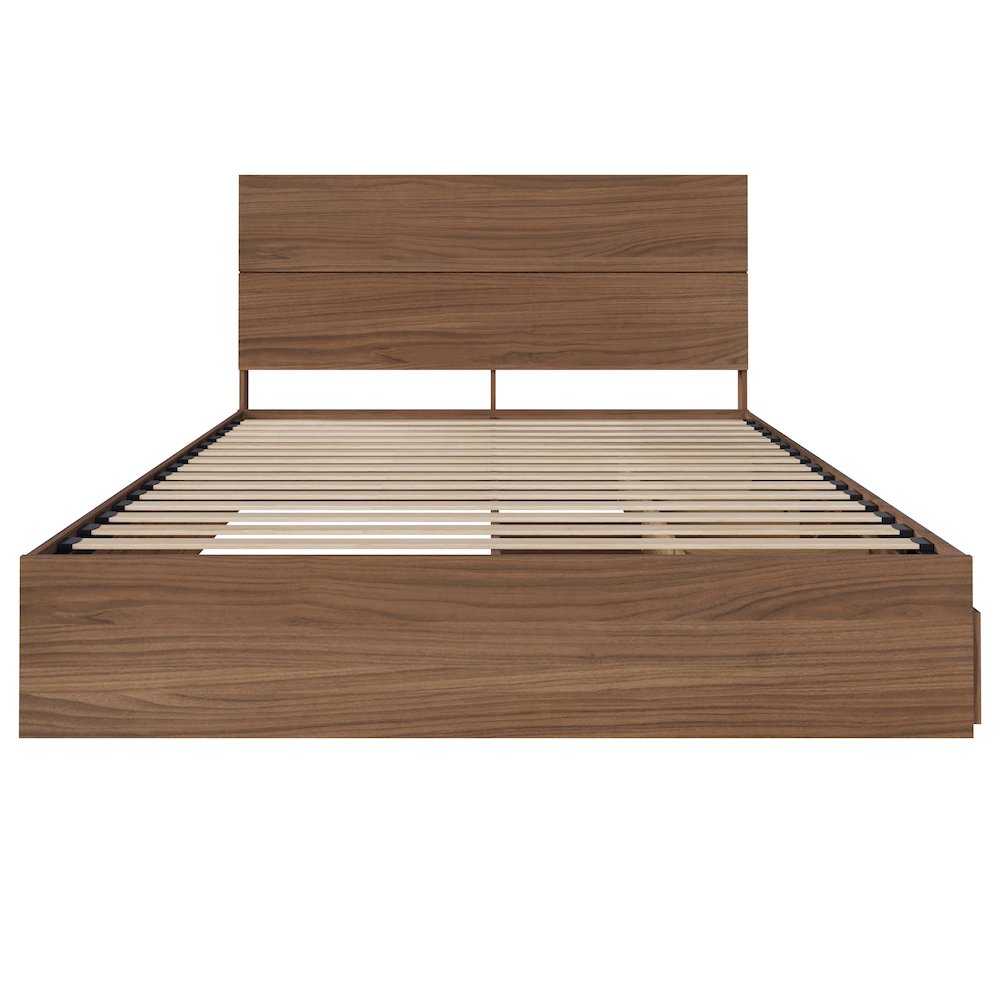2-Piece Bedset With Bed Frame And Headboard, Queen|Walnut