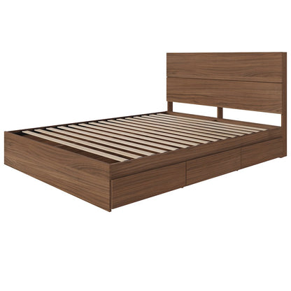 2-Piece Bedset With Bed Frame And Headboard, Queen|Walnut