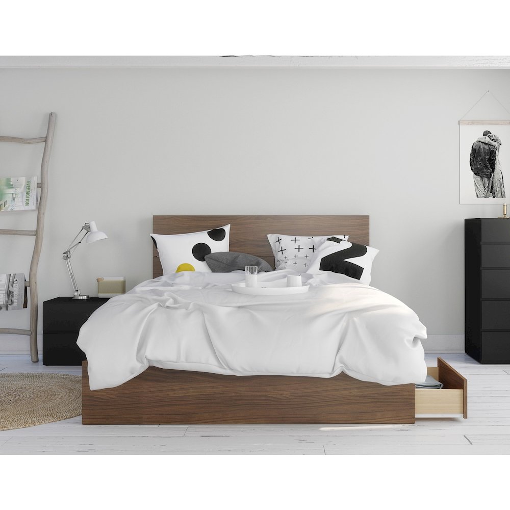 3-Piece Bedroom Set With Bed Frame, Headboard & Nightstand, Queen