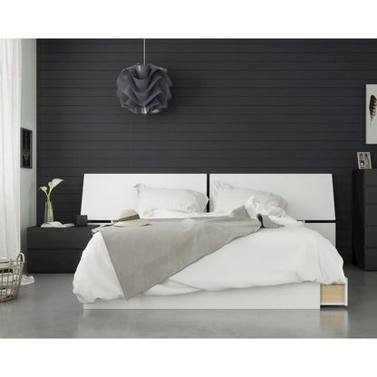 3-Piece Bedroom Set With Bed Frame, Headboard & Nightstand, Queen|White & Black
