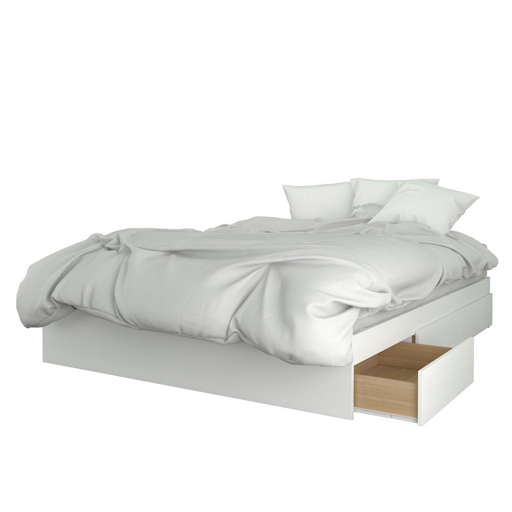 3-Piece Bedroom Set With Bed Frame, Headboard & Nightstand, Queen|White & Black