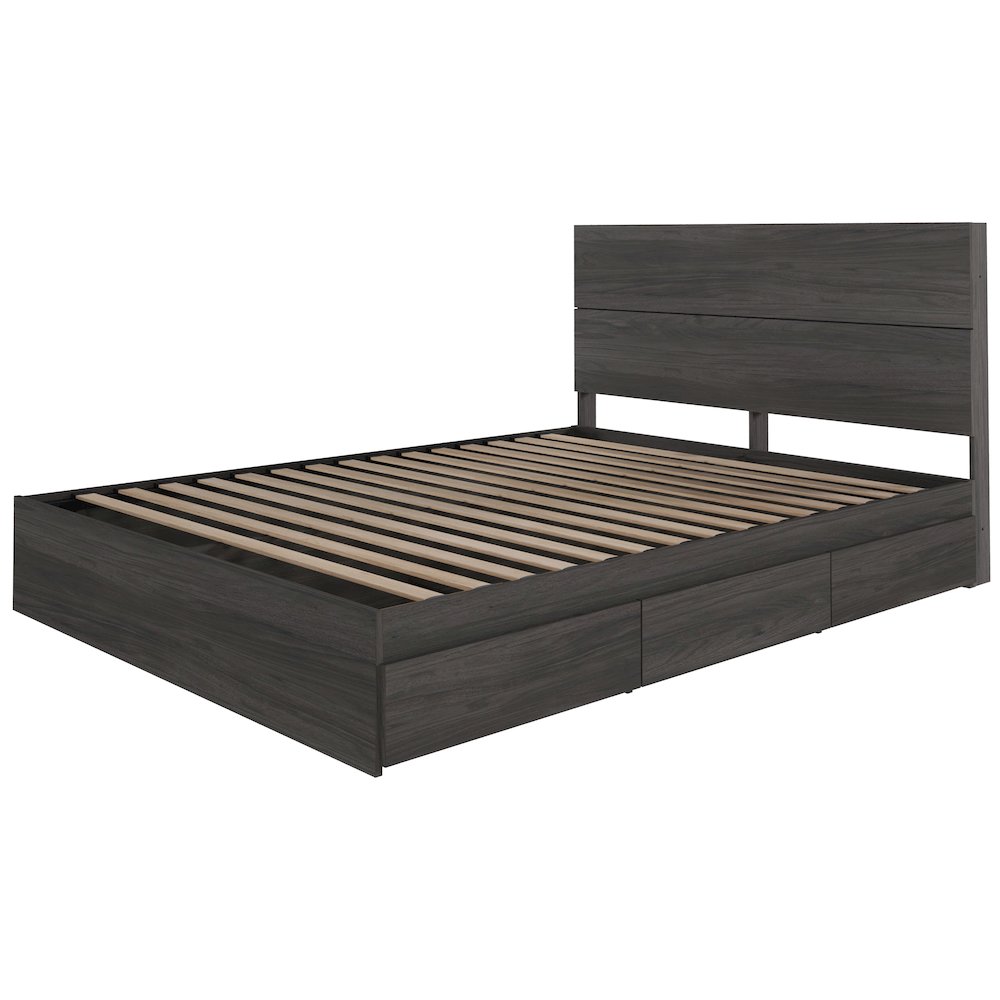 2-Piece Bedset With Bed Frame And Headboard In Queen|Bark Grey