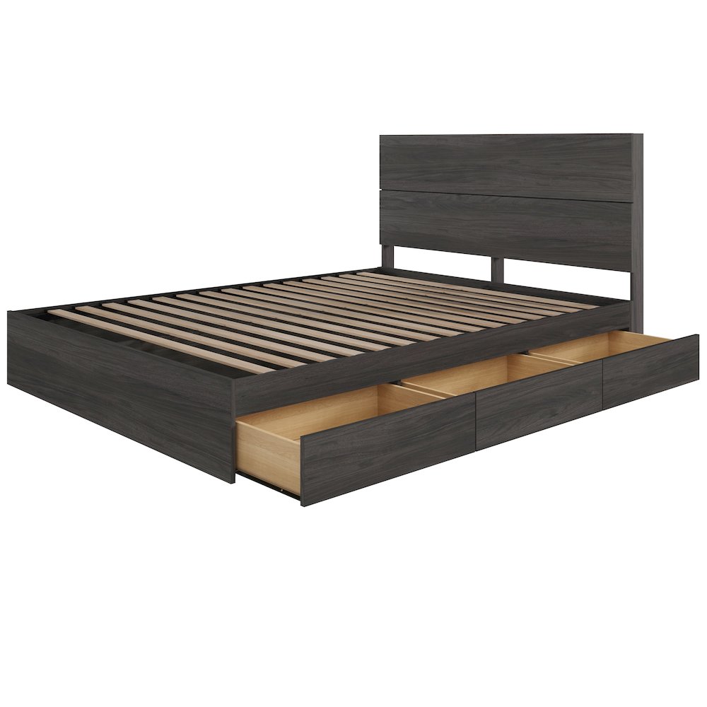 2-Piece Bedset With Bed Frame And Headboard In Queen|Bark Grey