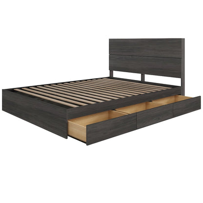 2-Piece Bedset With Bed Frame And Headboard In Queen|Bark Grey