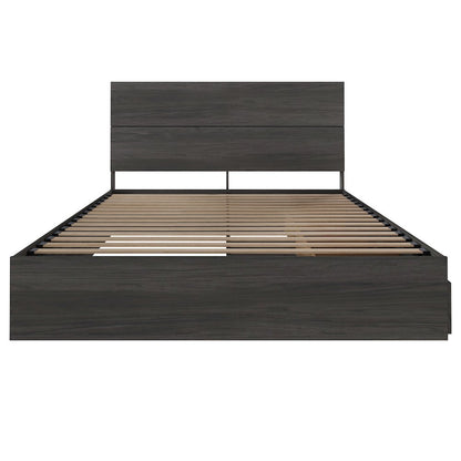 2-Piece Bedset With Bed Frame And Headboard In Queen|Bark Grey