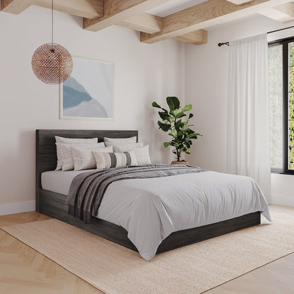 2-Piece Bedset With Bed Frame And Headboard In Queen|Bark Grey