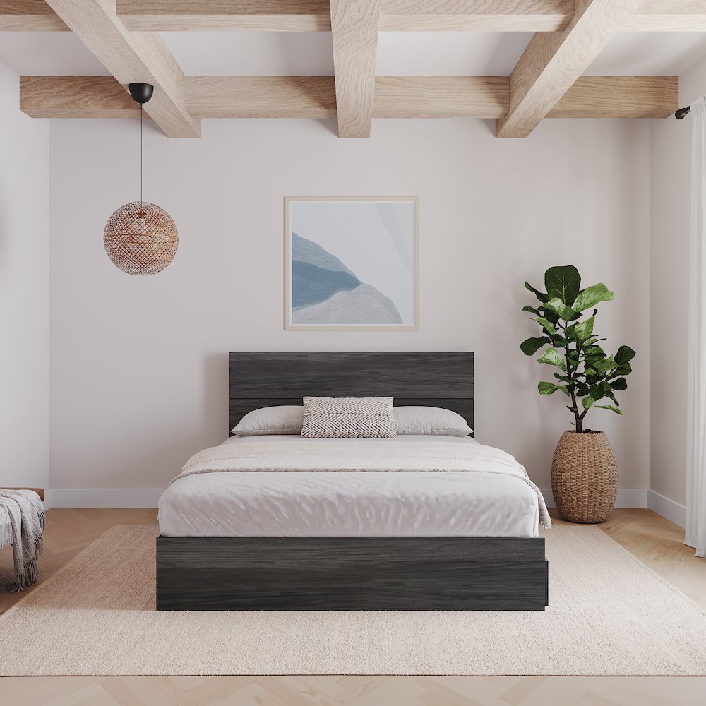 2-Piece Bedset With Bed Frame And Headboard In Queen|Bark Grey