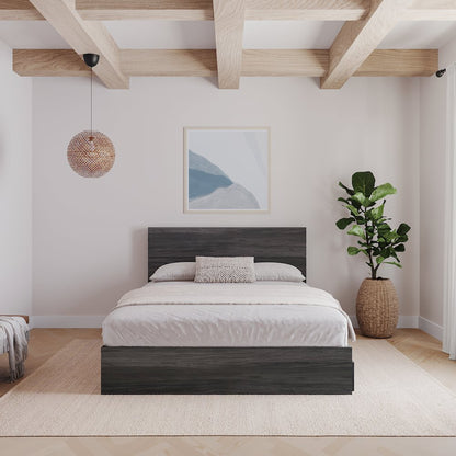 2-Piece Bedset With Bed Frame And Headboard In Queen|Bark Grey
