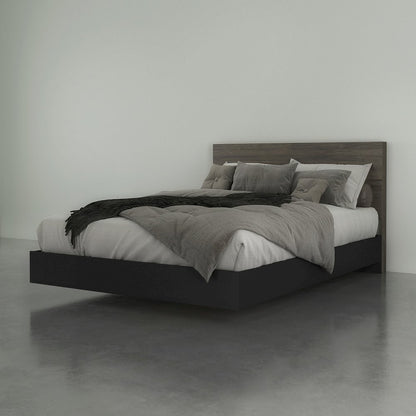 2-Piece Bedset With Bed Frame And Headboard, Queen|Bark Grey & Black
