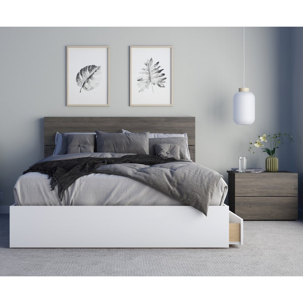 3-Piece Bedroom Set (Bed Frame, Headboard & Nightstand), Queen, Bark Grey