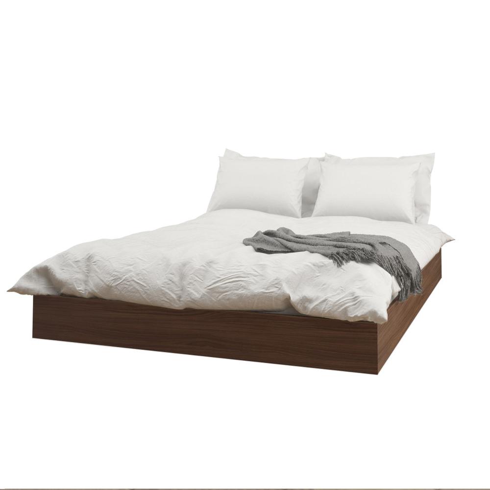 3-Piece Bedroom Set With Bed Frame, Headboard & Nightstand, Queen|Walnut