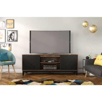 72-Inch Tv Stand With 2-Doors In Truffle & Black