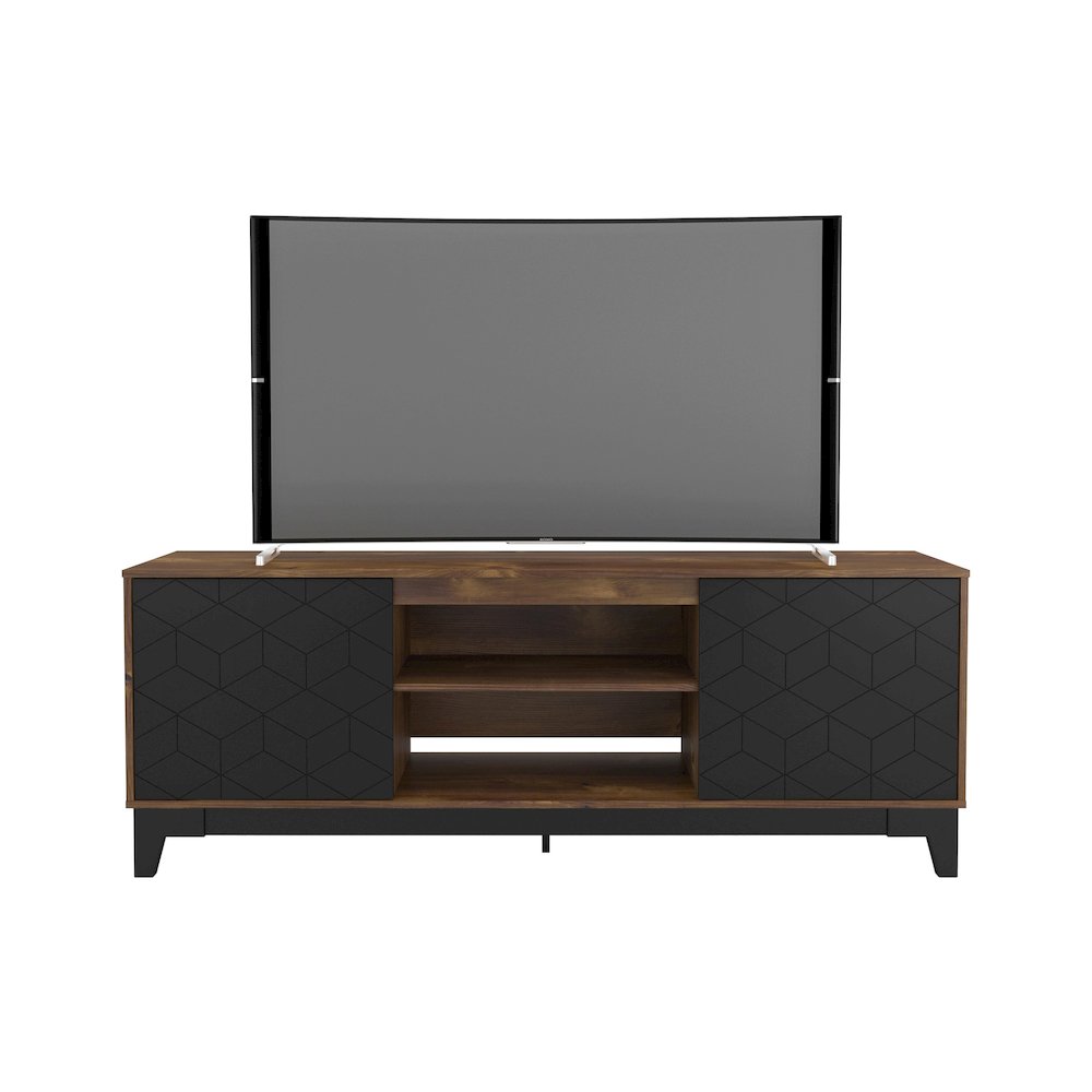 72-Inch Tv Stand With 2-Doors In Truffle & Black