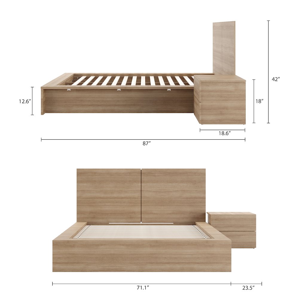 James 3-Piece Bedroom Set In Brown Oak