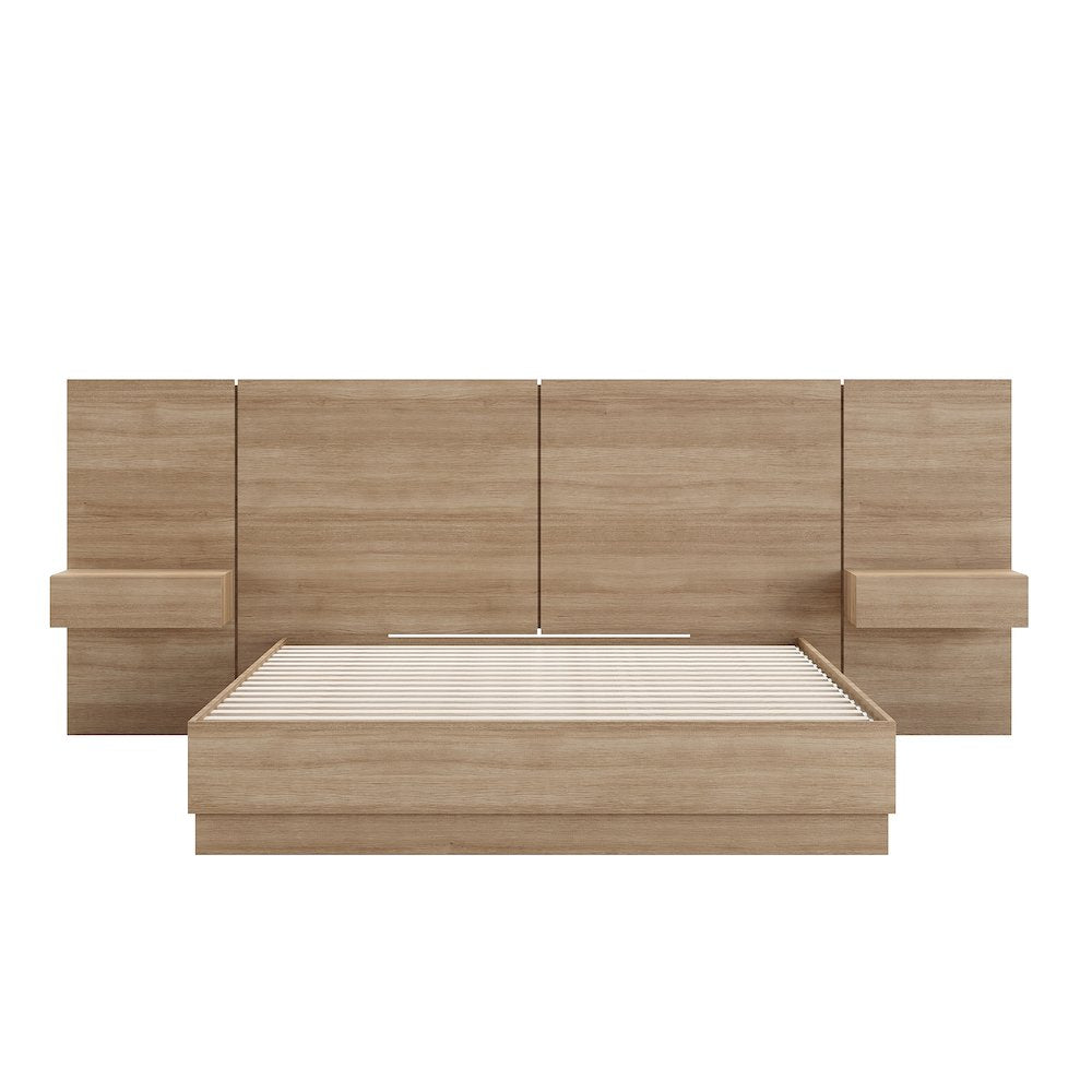 Milano 4-Piece Platform Bedroom Set In Brown Oak