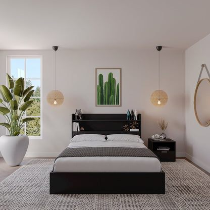 Hunter Platform Bed With Headboard And 1-Drawer Nightstand