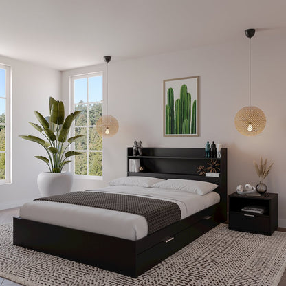 Hunter Platform Bed With Headboard And 1-Drawer Nightstand