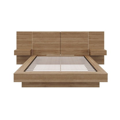 Napa 4-Piece Platform Bedroom Set With Floating Nightstand In Brown Oak