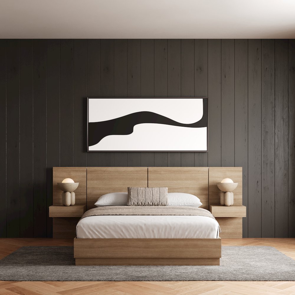Milano 4-Piece Platform Bedroom Set In Brown Oak