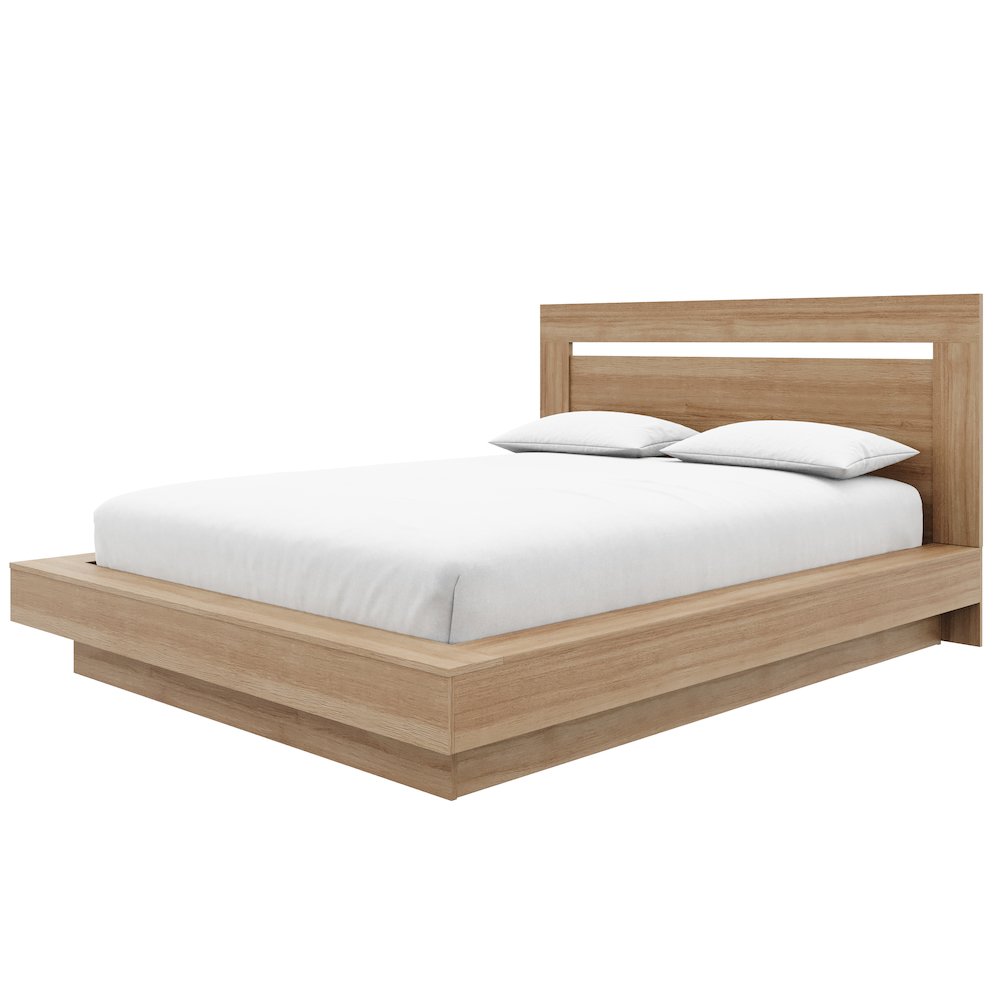 Byron Platform Bed with Headboard Brown Oak Color
