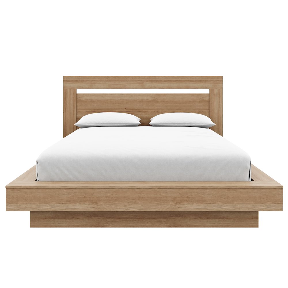 Byron Platform Bed with Headboard Brown Oak Color