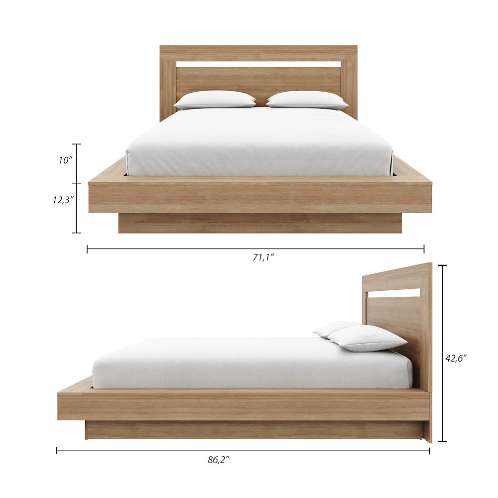 Byron Platform Bed with Headboard Brown Oak Color