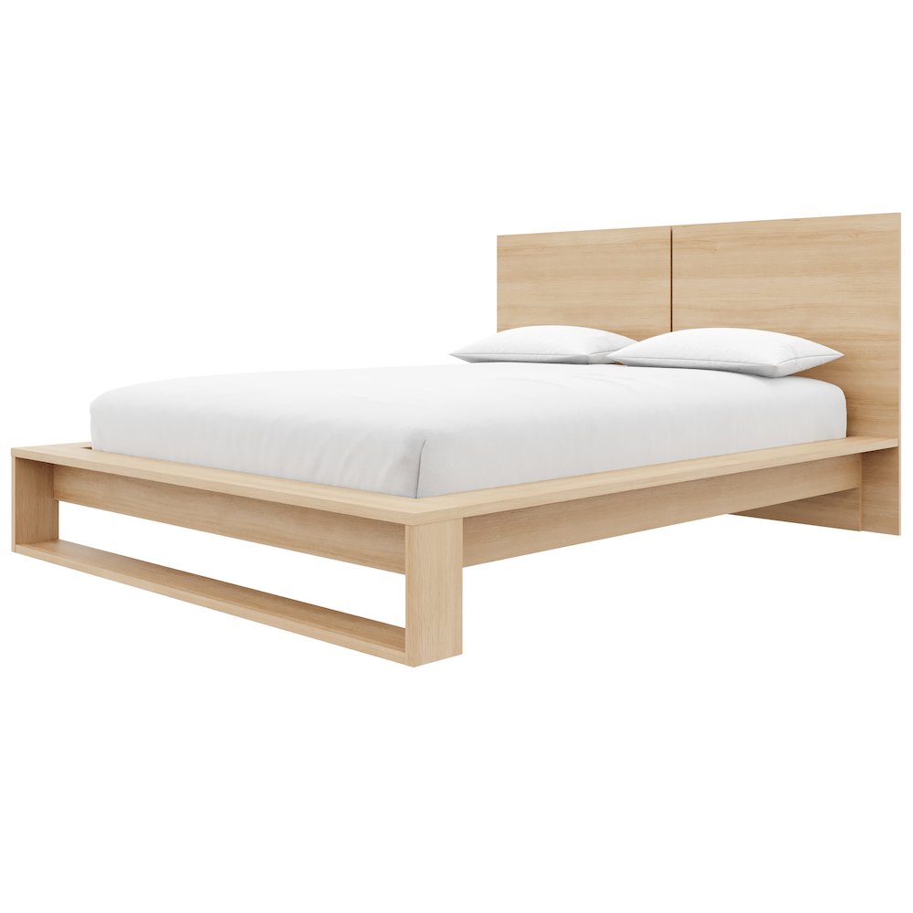 Audrey Bedset with Headboard and Slatted Bedframe Natural Blonde Oak Color