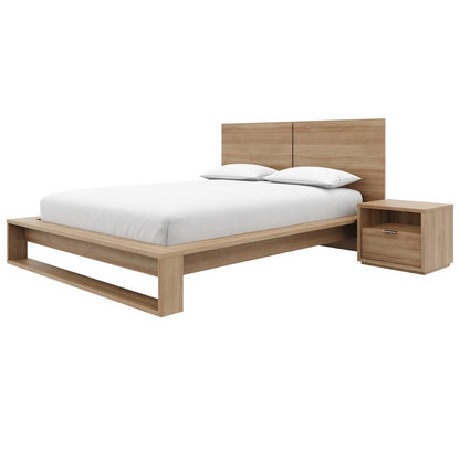 Audrey 4 Piece Bedroom Set with Headboard, Slatted Bedframe, 2 Nightstands